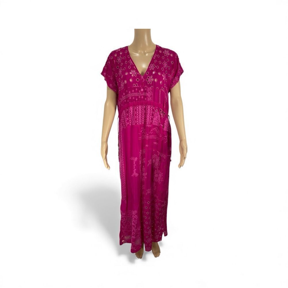 Johnny Was Embroidered Olympia Patchwork Kimono Dress Size XS
